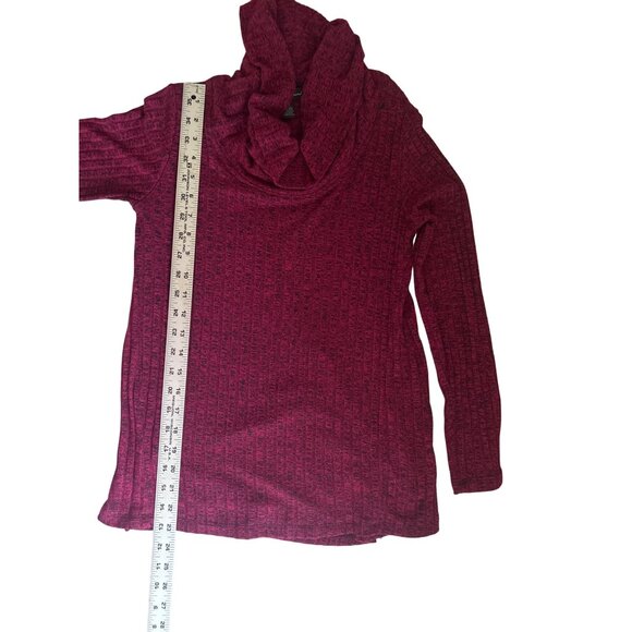 French Laundry Women's Burgundy And Black Ribbed Cowl Neck Sweater P/L - Picture 6 of 7